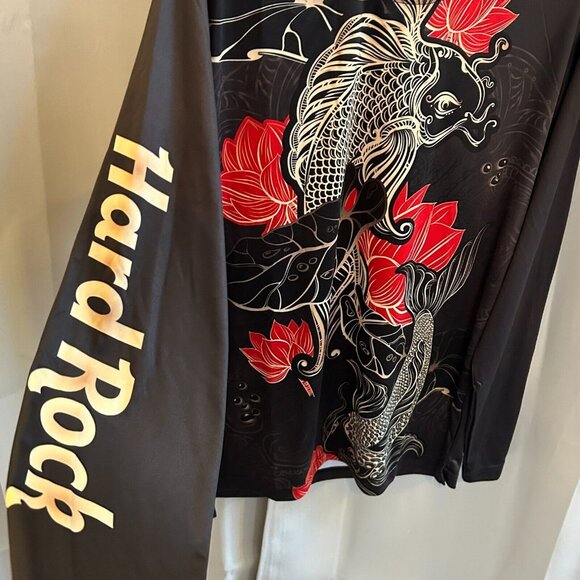 HArd Rock Shirt Mens Medium Asian Inspired Fish Spell Out Grunge Y2K Goth 17522 - Picture 2 of 8